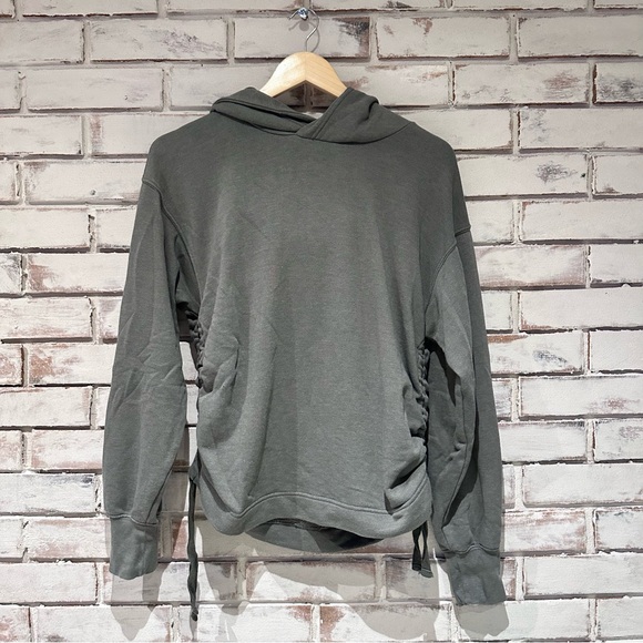 Aerie cinched ruched side green hoodie size small - Picture 1 of 5